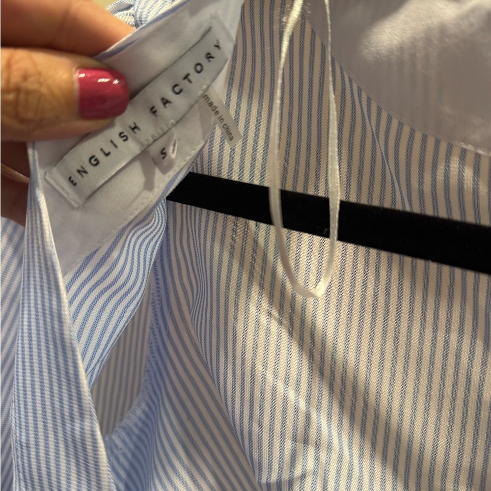 English Factory Light Blue Striped Wrap Blouse - Picture 4 of 4